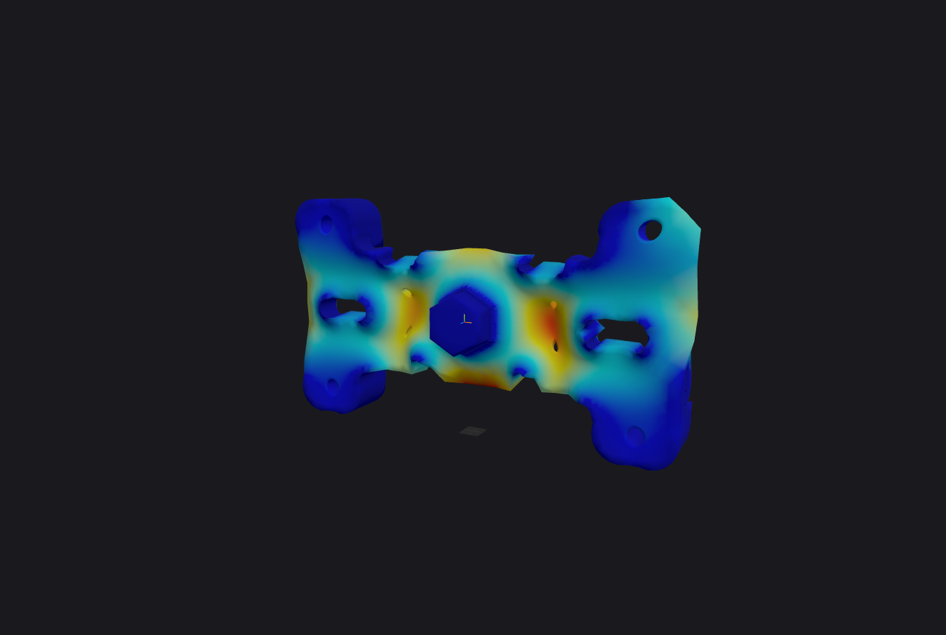 Displacement field on the bracket, shaded surface